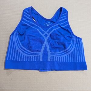 LIVI Active Blue Space Dye Medium Support Seamless Sports Bra Sz 22/24 *EUC